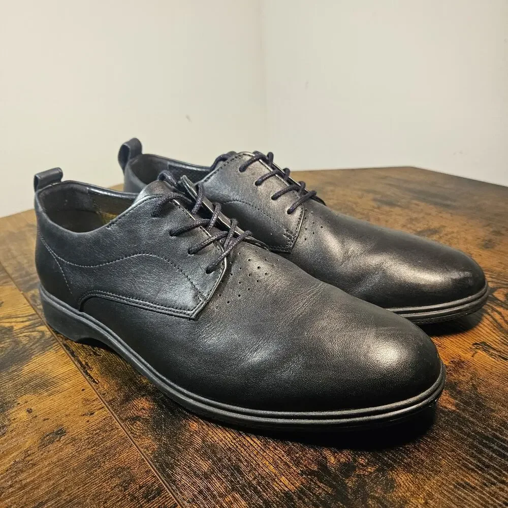 Amberjack Mens The Original Derby Oxfords Shoes Black Leather Hybrid Size 10.5
